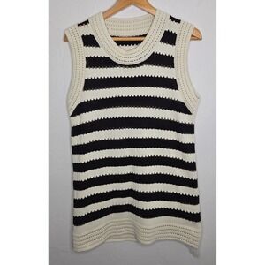 *NEW w/Tags Commense Stripe Knit Beige & Black Sleeveless Dress Size Large